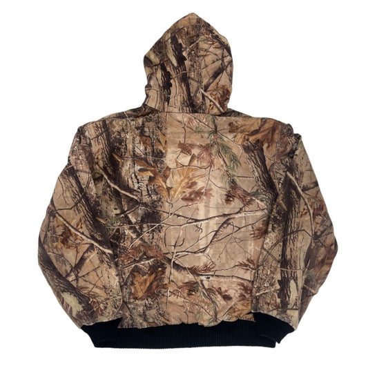 Carhartt J221 CAP Realtree Camo Duck Hooded Jacket Large Heavyweight Cotton Outdoor Workwear