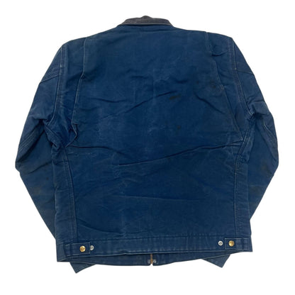 Carhartt Vintage Duck Canvas Work Jacket Blue Cord Collar Size 42 Distressed USA
