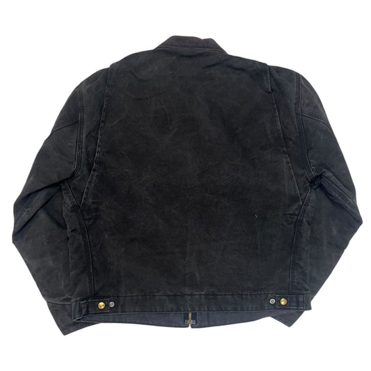 Carhartt Black Detroit Work Jacket Embroidered DreamWorks Construction Co LLC Logo Size Large, Heavy Duty Vintage Style for Outdoor Workwear