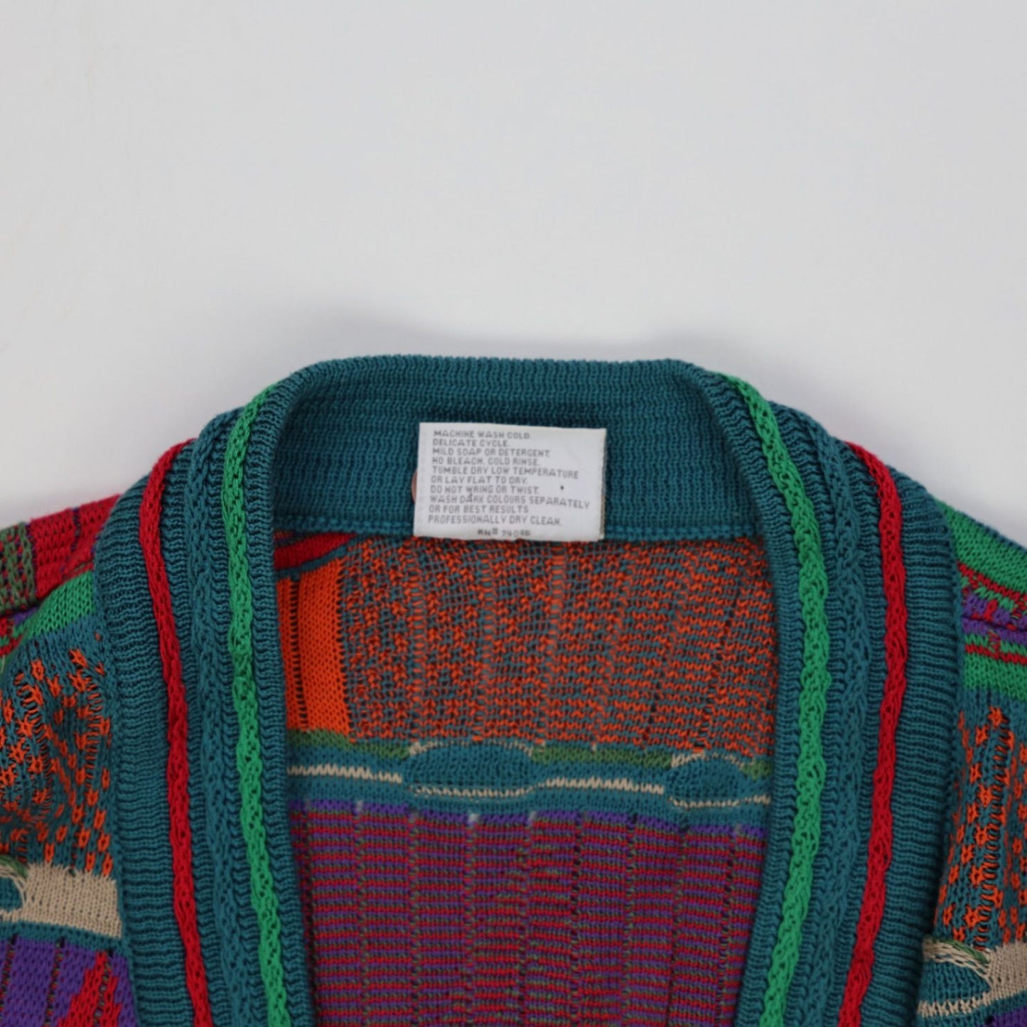 Vintage COOGI Australia Multicolour Mercerised Cotton Knit Cardigan Large - Vintage Bold Pattern Cosy Statement Piece
