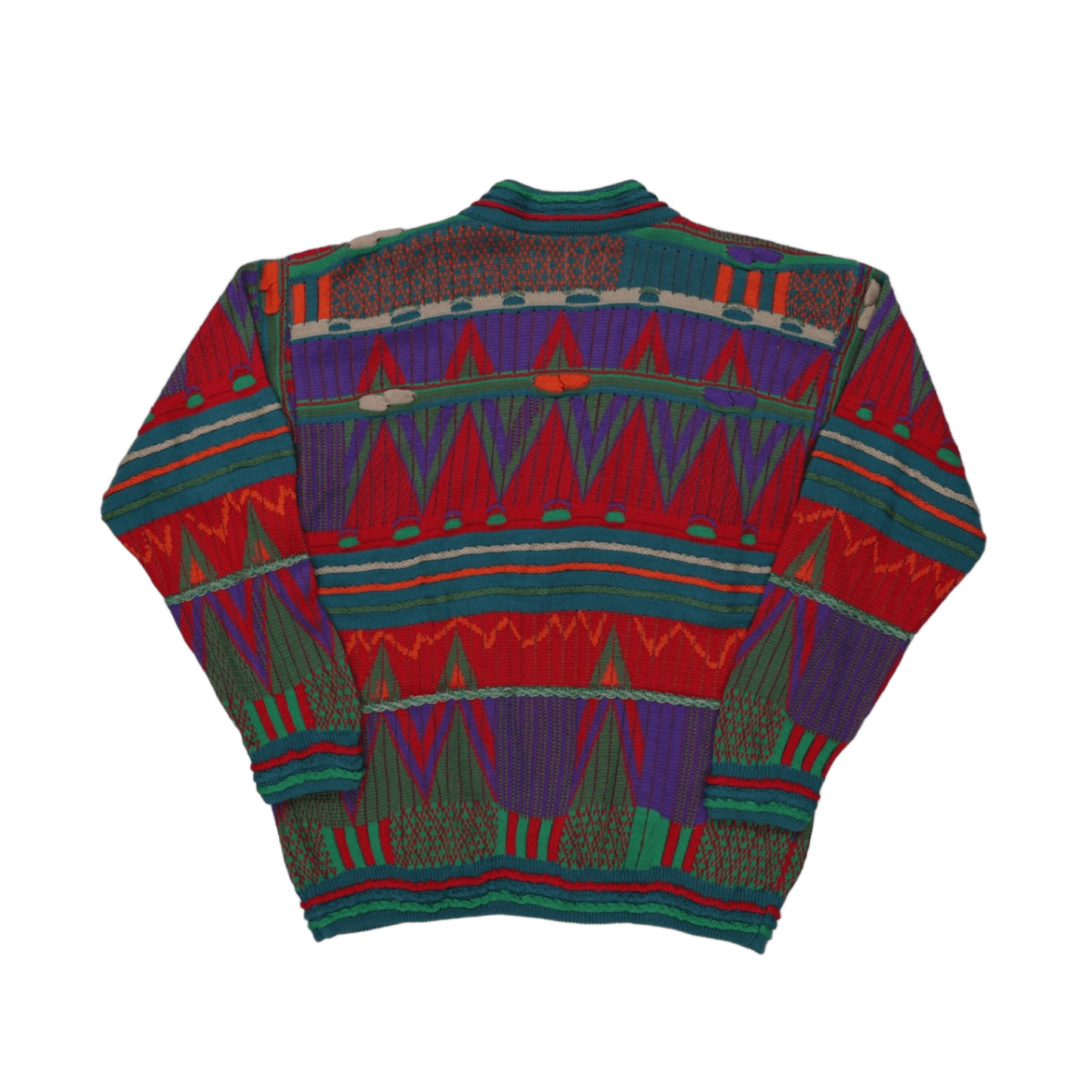 Vintage COOGI Australia Multicolour Mercerised Cotton Knit Cardigan Large - Vintage Bold Pattern Cosy Statement Piece