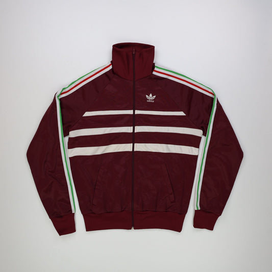 Vintage Adidas Hungary Track Jacket Maroon White 1980s Size Large Embroidered Retro Sportswear