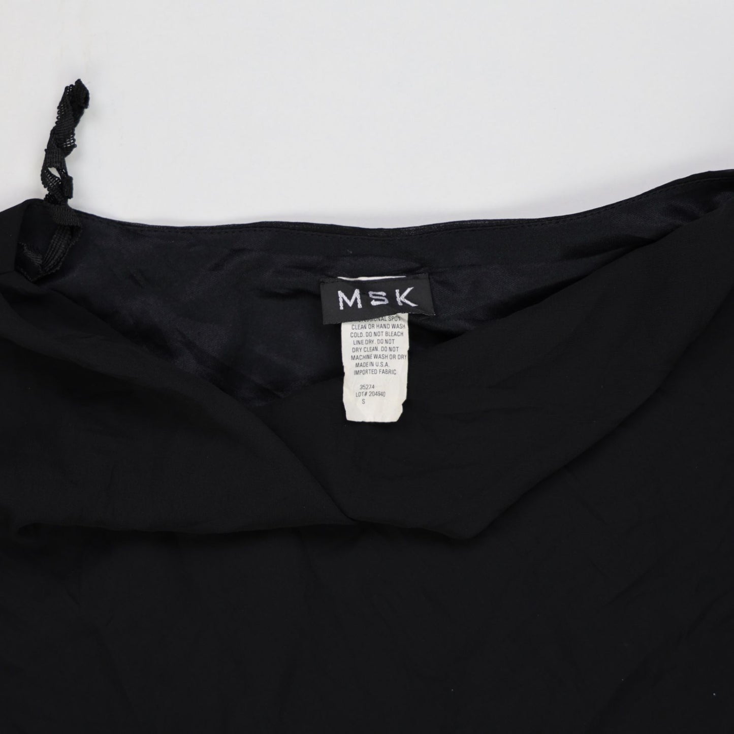MSK Black Embellished Hem Short Sleeve Top, Size S – Elegant Party Blouse, Polyester, Scalloped Finish - Ideal for Evening Wear or Special Occasions