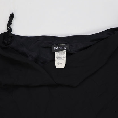 MSK Black Embellished Hem Short Sleeve Top, Size S – Elegant Party Blouse, Polyester, Scalloped Finish - Ideal for Evening Wear or Special Occasions