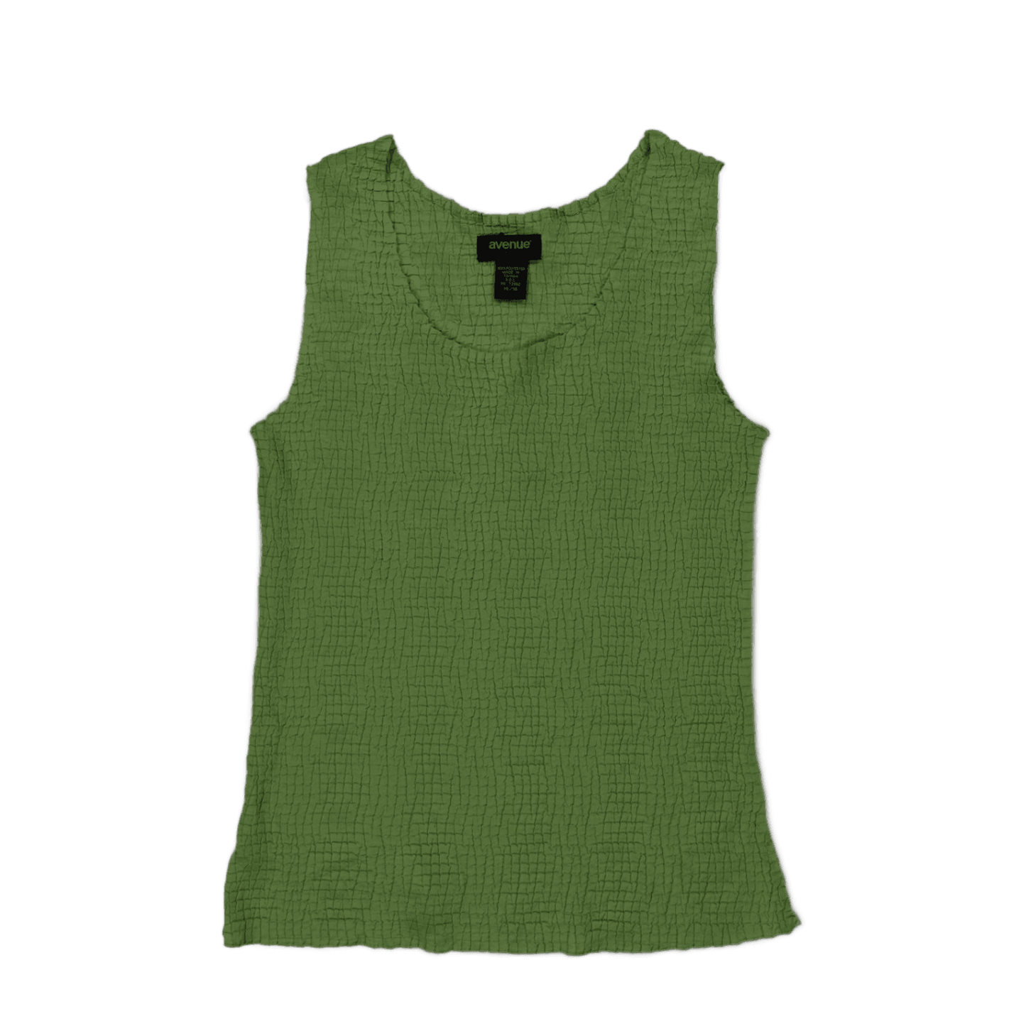 Avenue Green Textured Sleeveless Stretch Top, Size 14/16, Lightweight Comfortable Tank