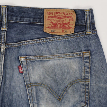 Levi's 501 Original Fit Blue Denim Jeans W34 L32 Classic Straight Leg Iconic Style
