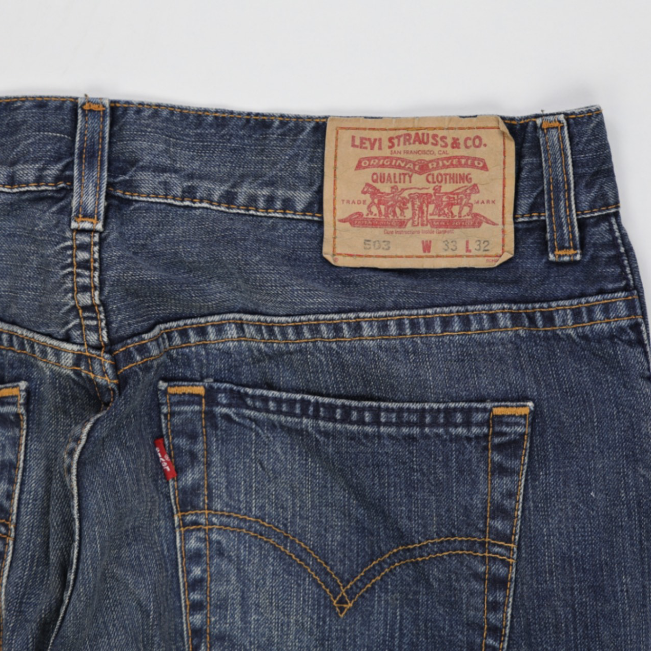 Levi's 503 Men's Straight Fit Blue Jeans W33 L32 Pure Cotton, Classic Everyday Denim