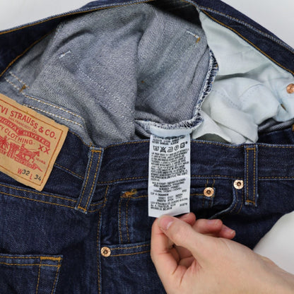 Levi's 501 Original Fit Men's Jeans W32 L34 Dark Indigo Classic Denim, Button Fly, Cotton, Essential Vintage Style