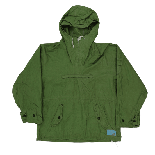 Vintage Nippin Mountain Ski Wear Green Pullover Hooded Anorak with Large Front Pocket - Outdoor Windbreaker for Unisex