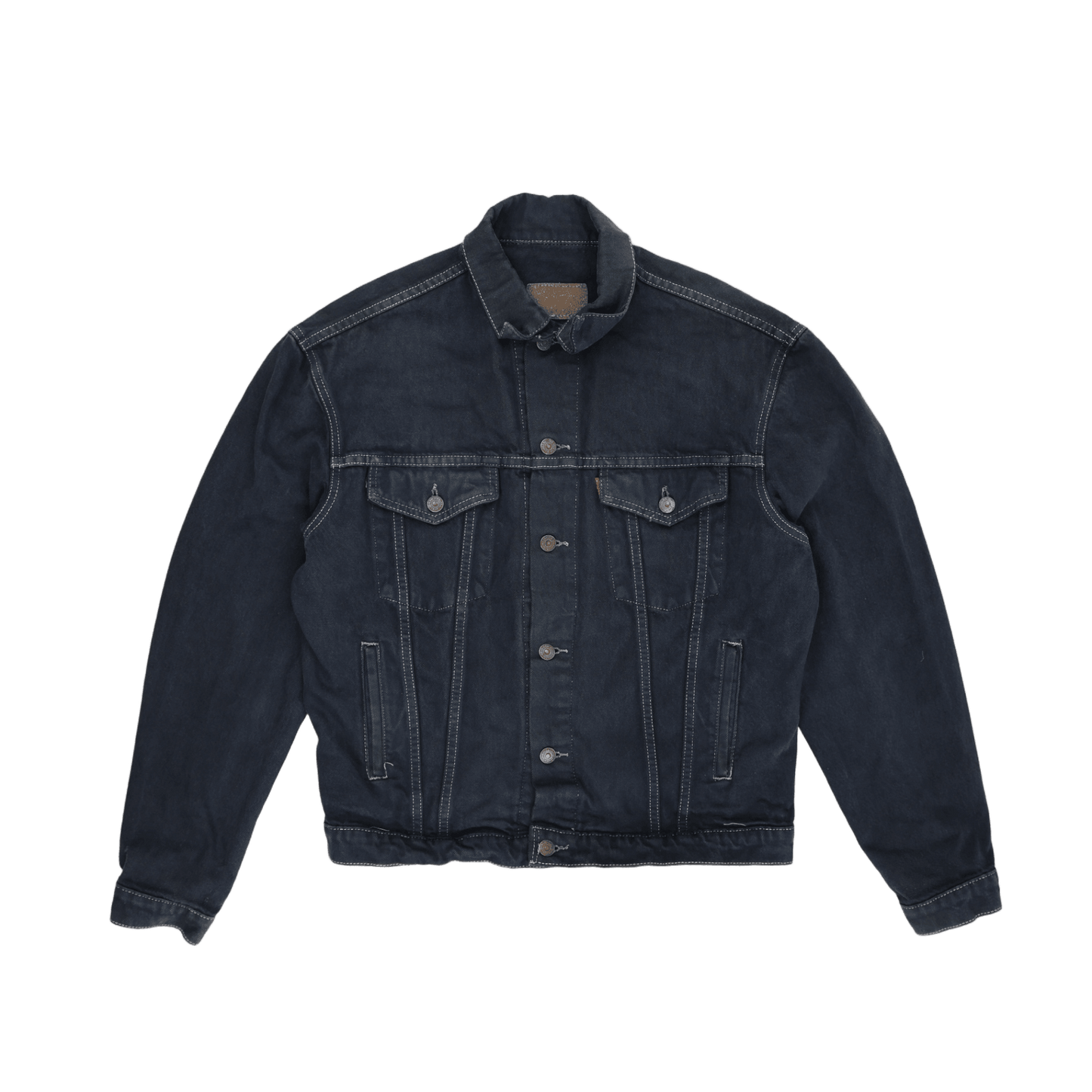 Levi's Vintage Black Denim Trucker Jacket Size Small 100 Percent Cotton