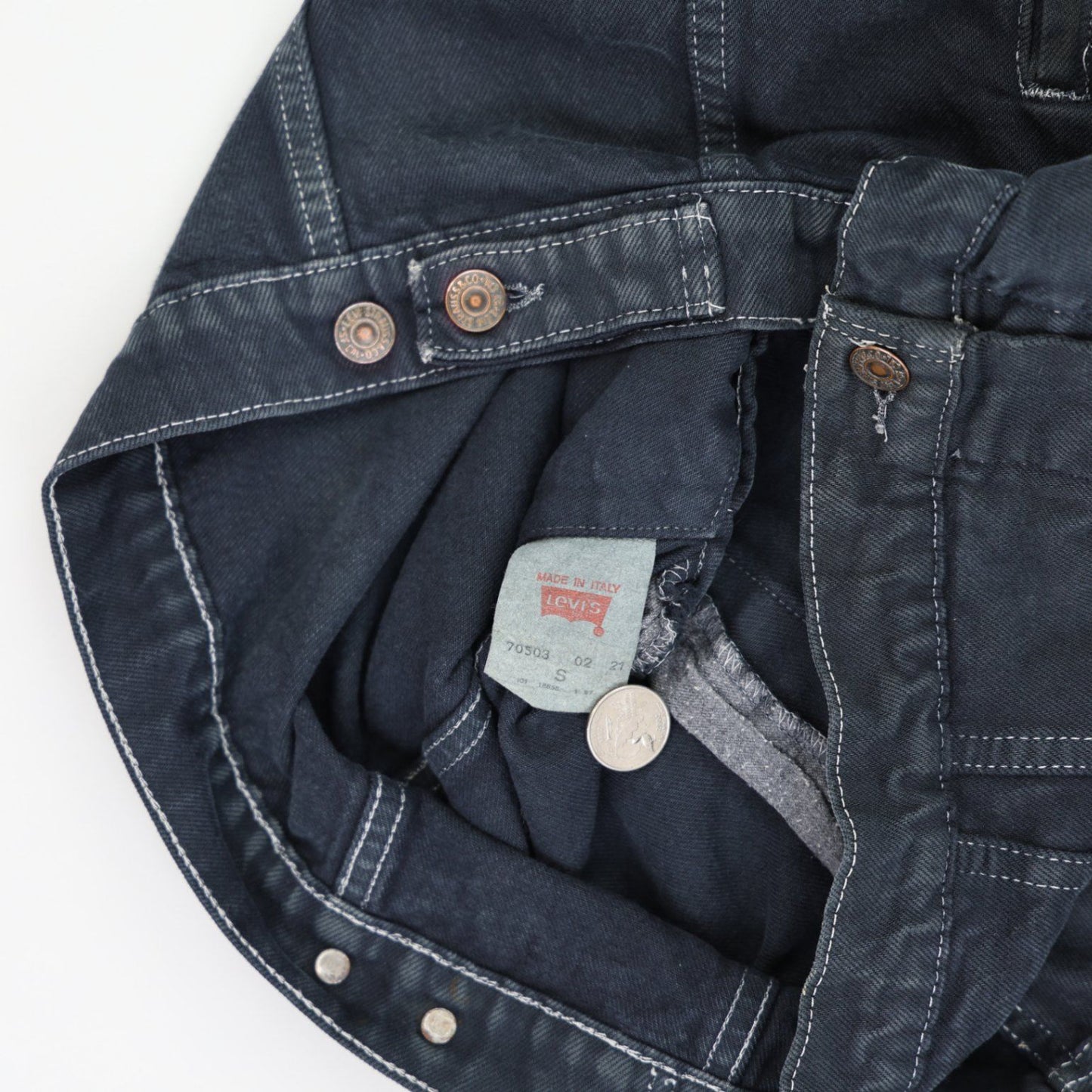 Levi's Vintage Black Denim Trucker Jacket Size Small 100 Percent Cotton