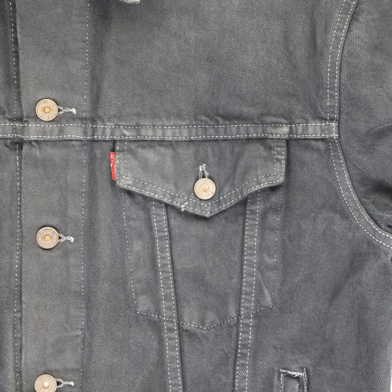 Levi's Vintage Black Denim Trucker Jacket Size Small 100 Percent Cotton