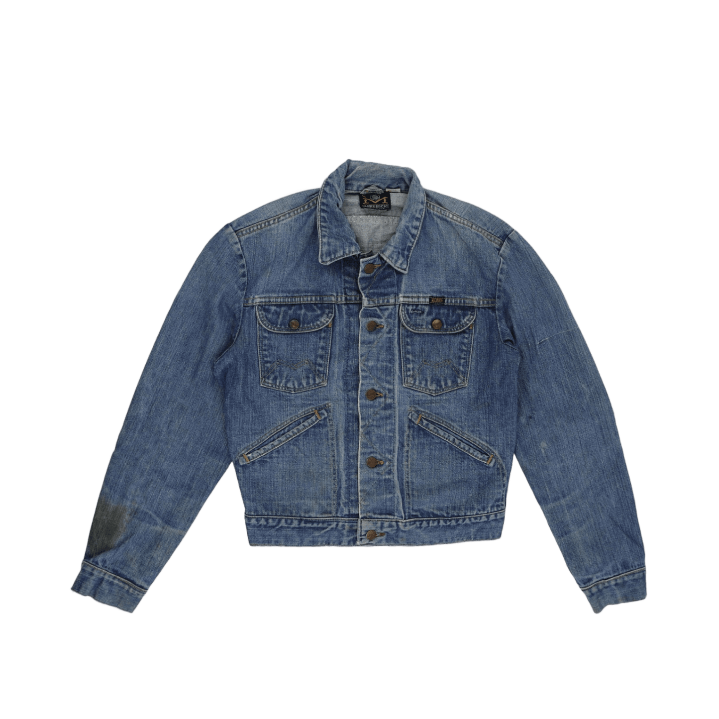 Maverick Vintage Blue Denim Jacket Medium Cotton Denim Collared