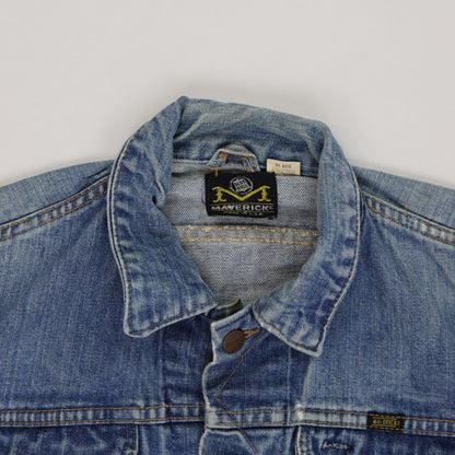 Maverick Vintage Blue Denim Jacket Medium Cotton Denim Collared