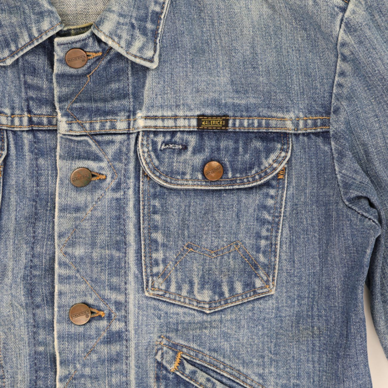 Maverick Vintage Blue Denim Jacket Medium Cotton Denim Collared