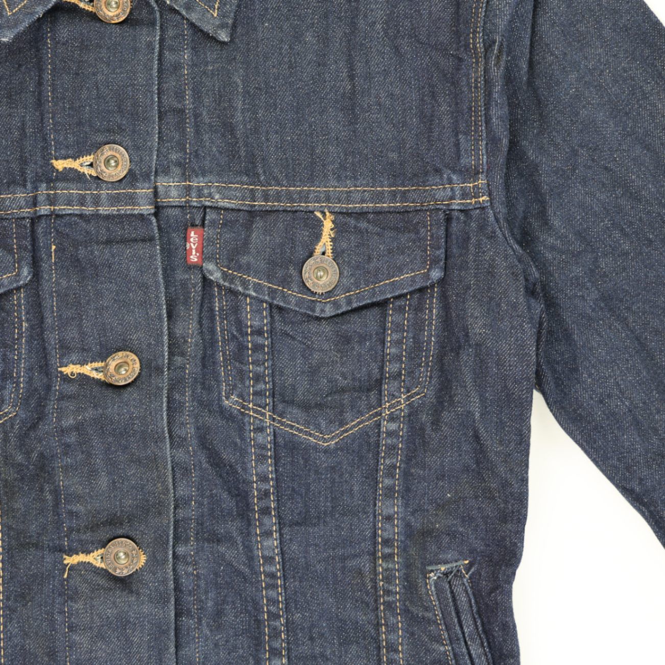 Levi's Vintage Blue Denim Trucker Jacket Size L 100% Cotton Collared