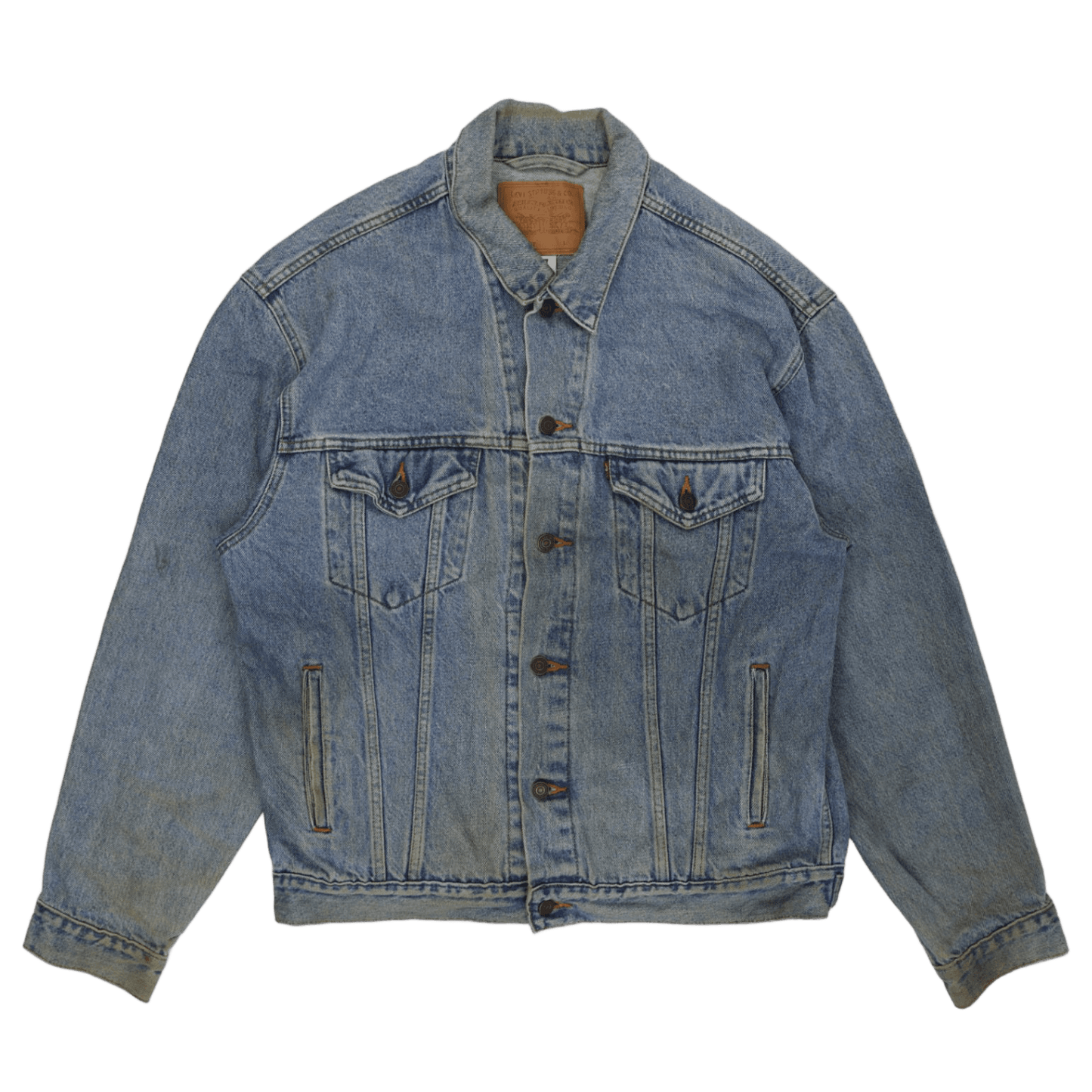 Levi Strauss & Co. Vintage Blue Denim Trucker Jacket Size L Collared Men's Clothing