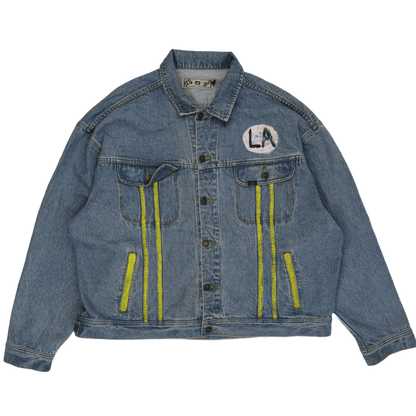 Lee Vintage Denim Jacket Blue Size L Collared 1999 Embroidered LA Patch