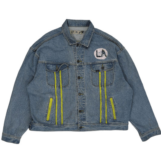 Lee Vintage Denim Jacket Blue Size L Collared 1999 Embroidered LA Patch