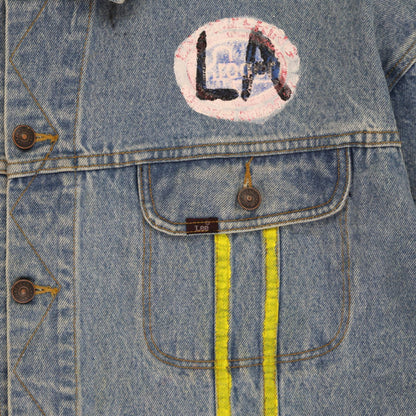 Lee Vintage Denim Jacket Blue Size L Collared 1999 Embroidered LA Patch