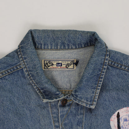 Lee Vintage Denim Jacket Blue Size L Collared 1999 Embroidered LA Patch