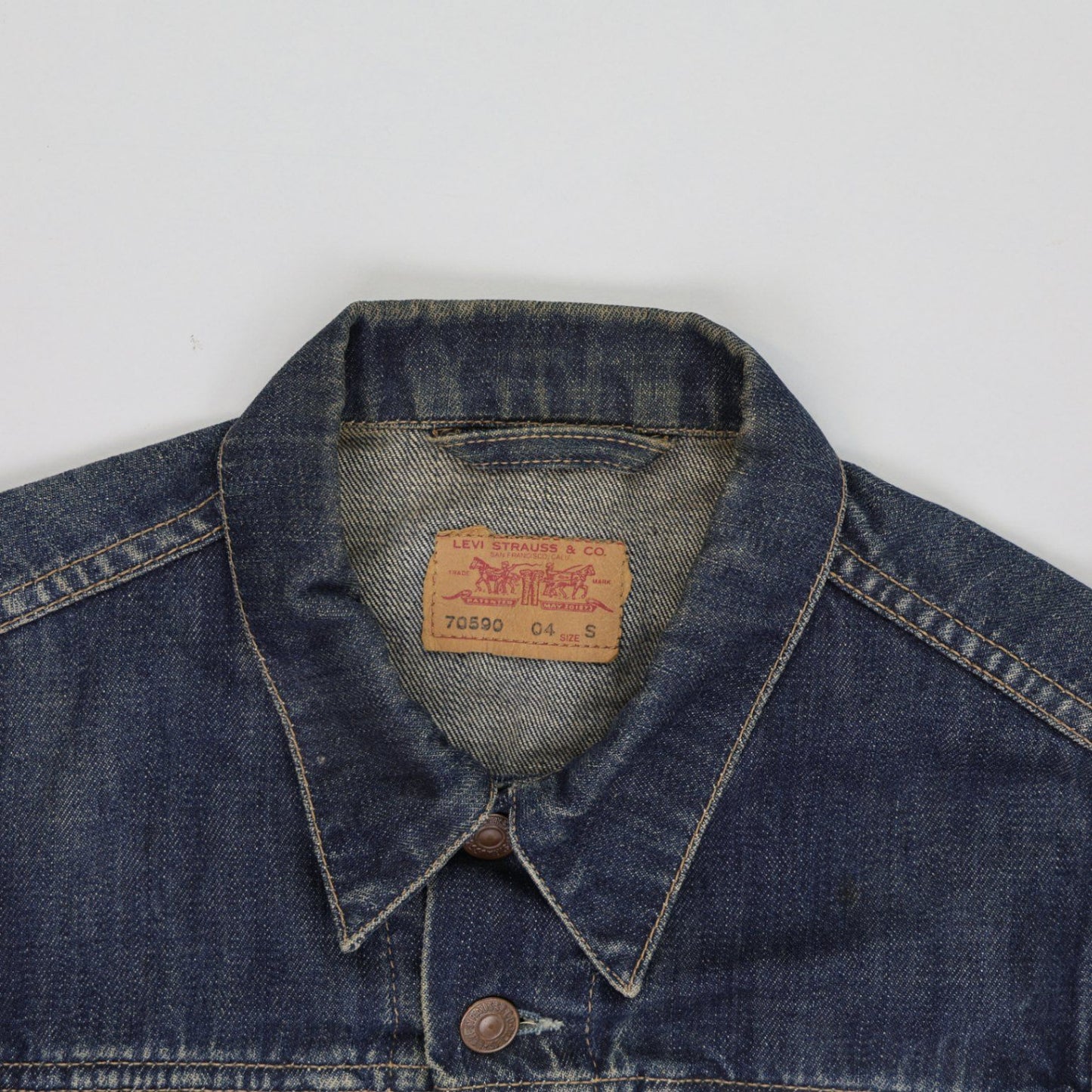 Levi's 70590 Vintage Blue Denim Jacket Small Cotton Denim Collared