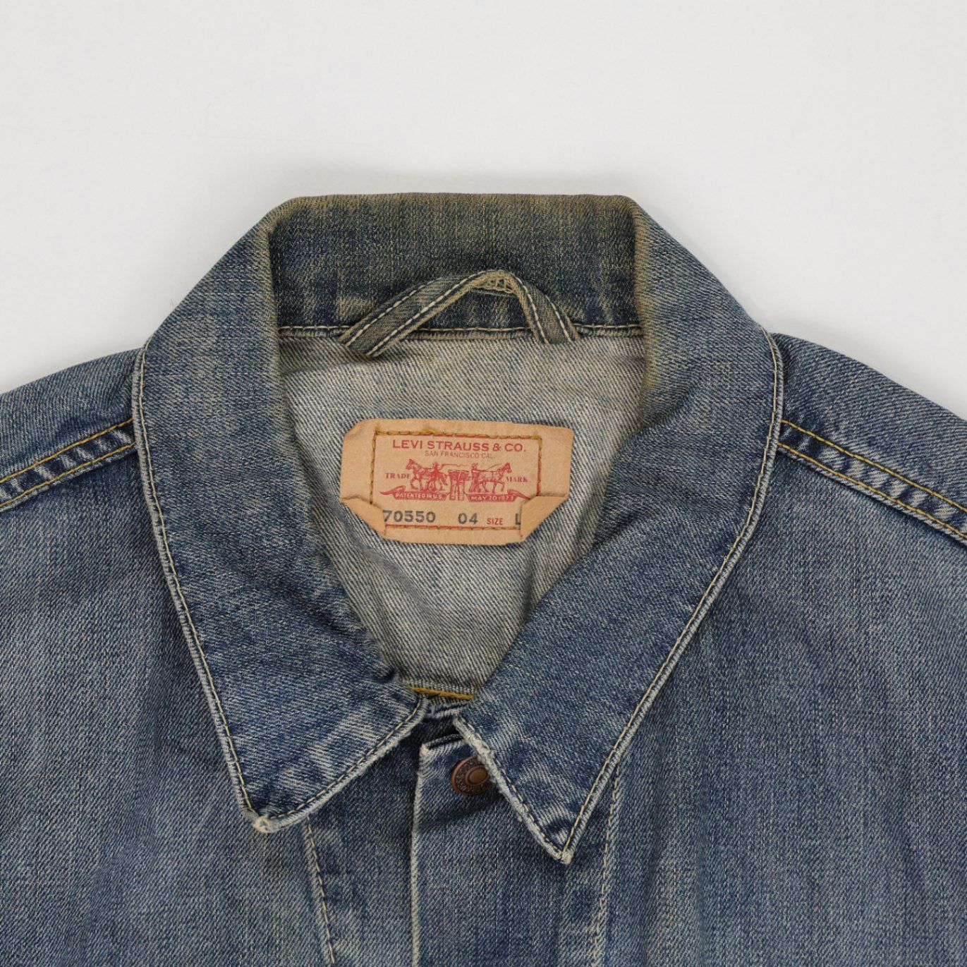 Levi's Vintage 70550 Blue Denim Trucker Jacket Size L Cotton