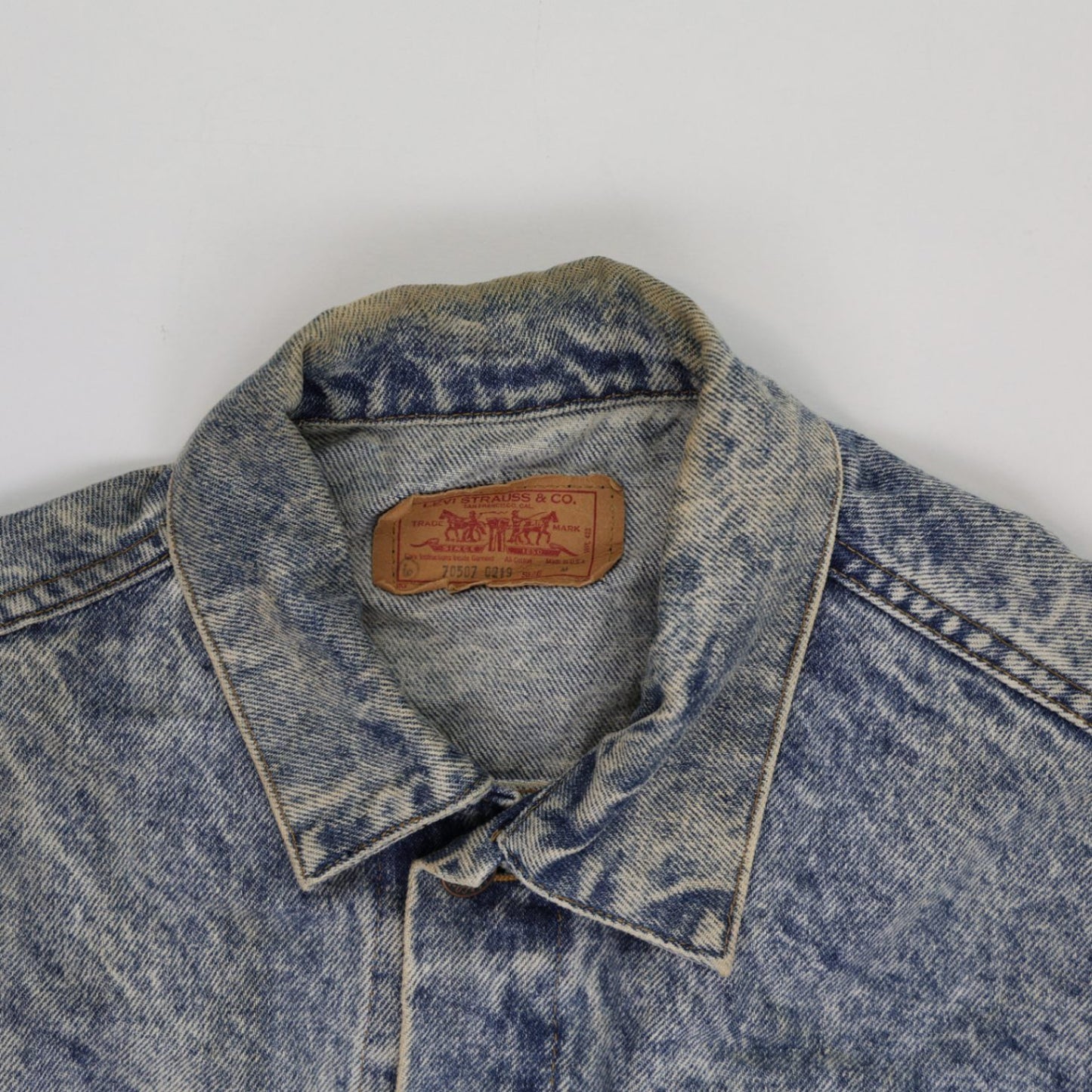 Levi's Vintage Acid Wash Denim Jacket Blue Unisex Size L Cotton