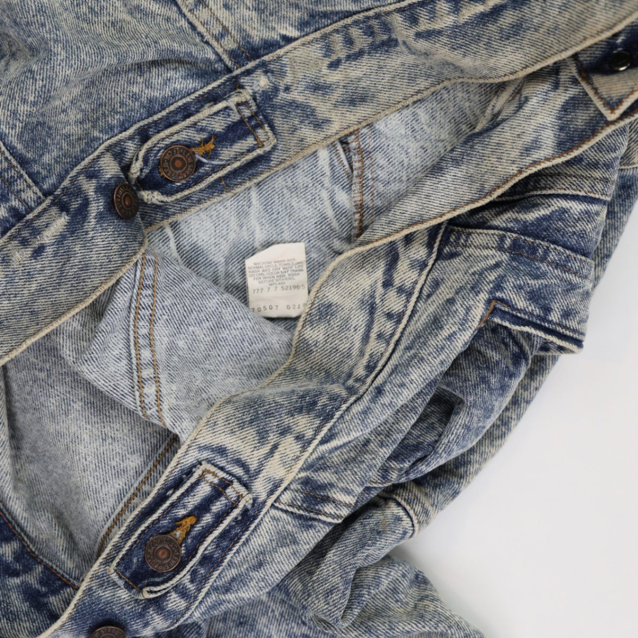 Levi's Vintage Acid Wash Denim Jacket Blue Unisex Size L Cotton