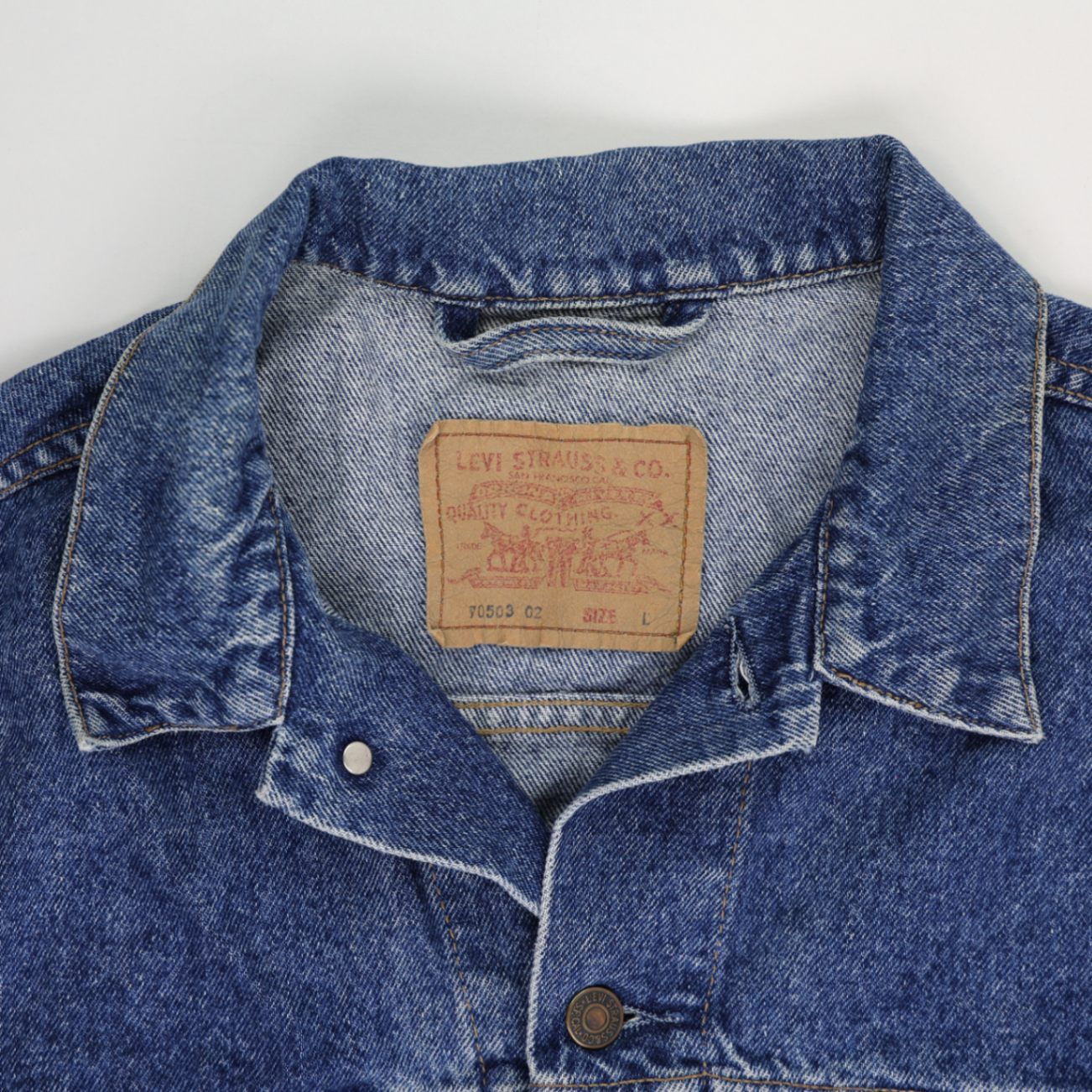 Levi's 70503 Vintage Blue Denim Trucker Jacket Large Cotton
