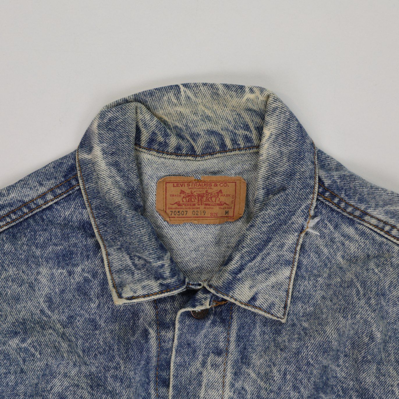 Levi's Vintage 70507 Acid Wash Denim Jacket Blue Medium 100% Cotton Collared