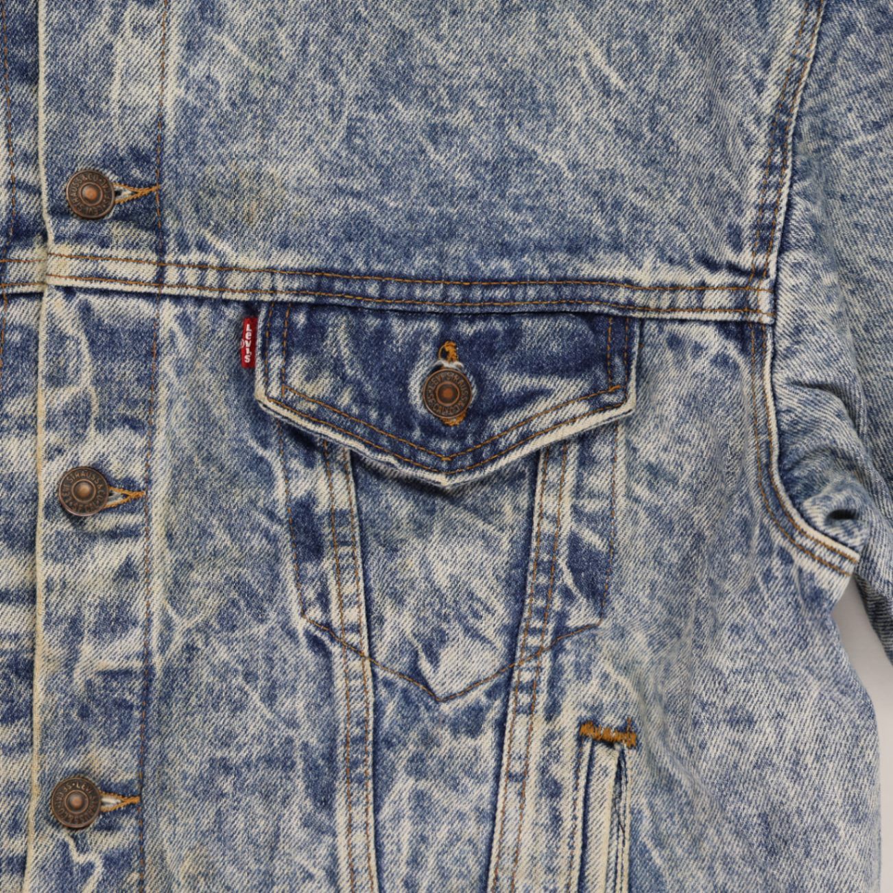 Levi's Vintage 70507 Acid Wash Denim Jacket Blue Medium 100% Cotton Collared