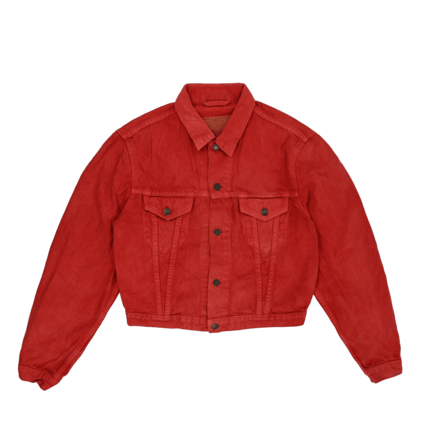 Levi's Vintage Red Denim Trucker Jacket Unisex Size Small Cotton
