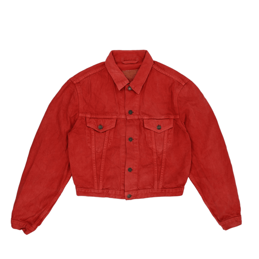 Levi's Vintage Red Denim Trucker Jacket Unisex Size Small Cotton