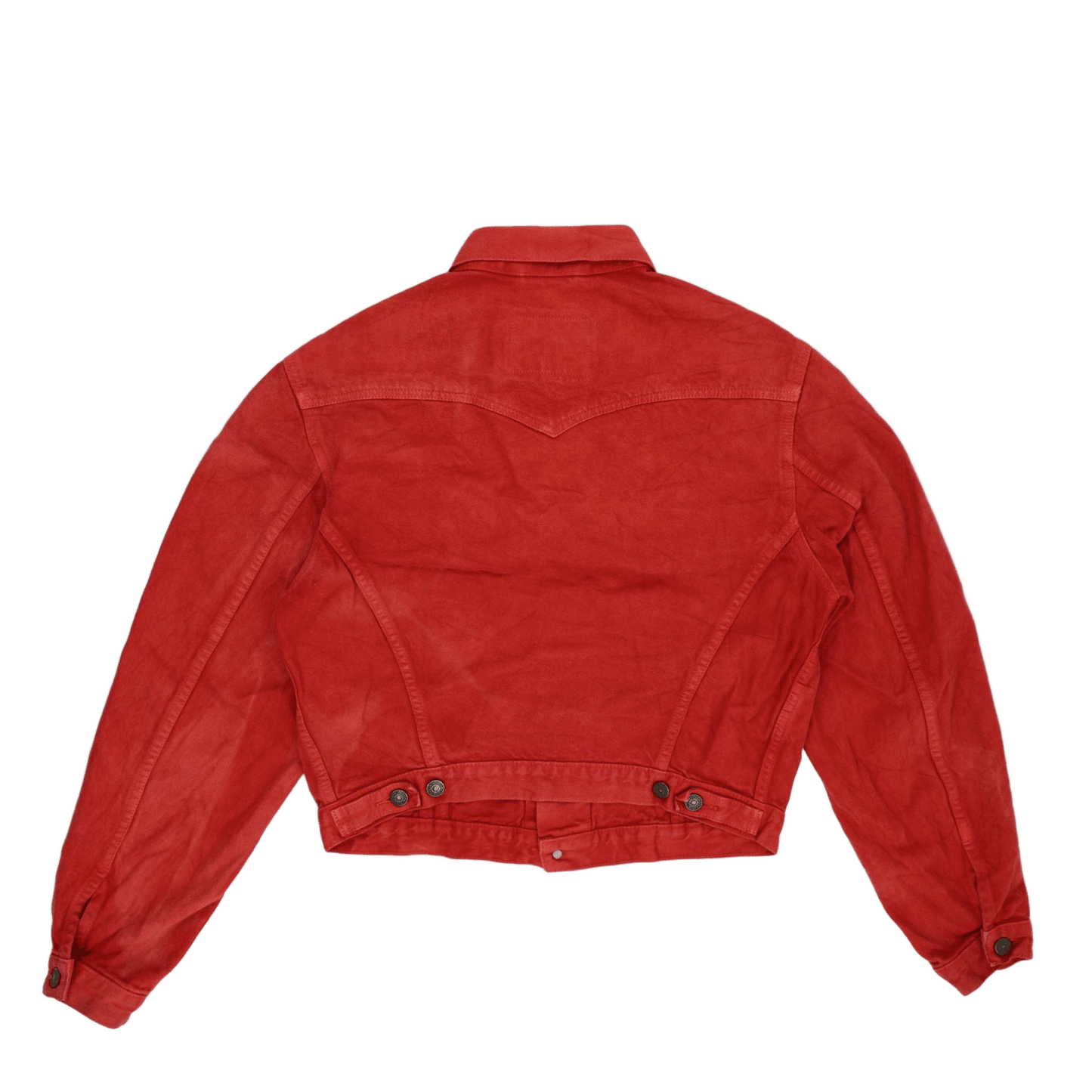 Levi's Vintage Red Denim Trucker Jacket Unisex Size Small Cotton