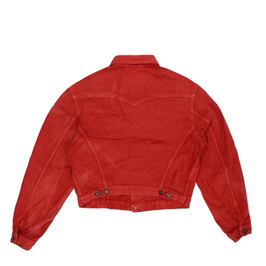 Levi's Vintage Red Denim Trucker Jacket Unisex Size Small Cotton