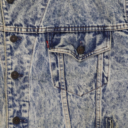 Levi's Vintage Acid Wash Blue Denim Trucker Jacket Mens Size M Cotton