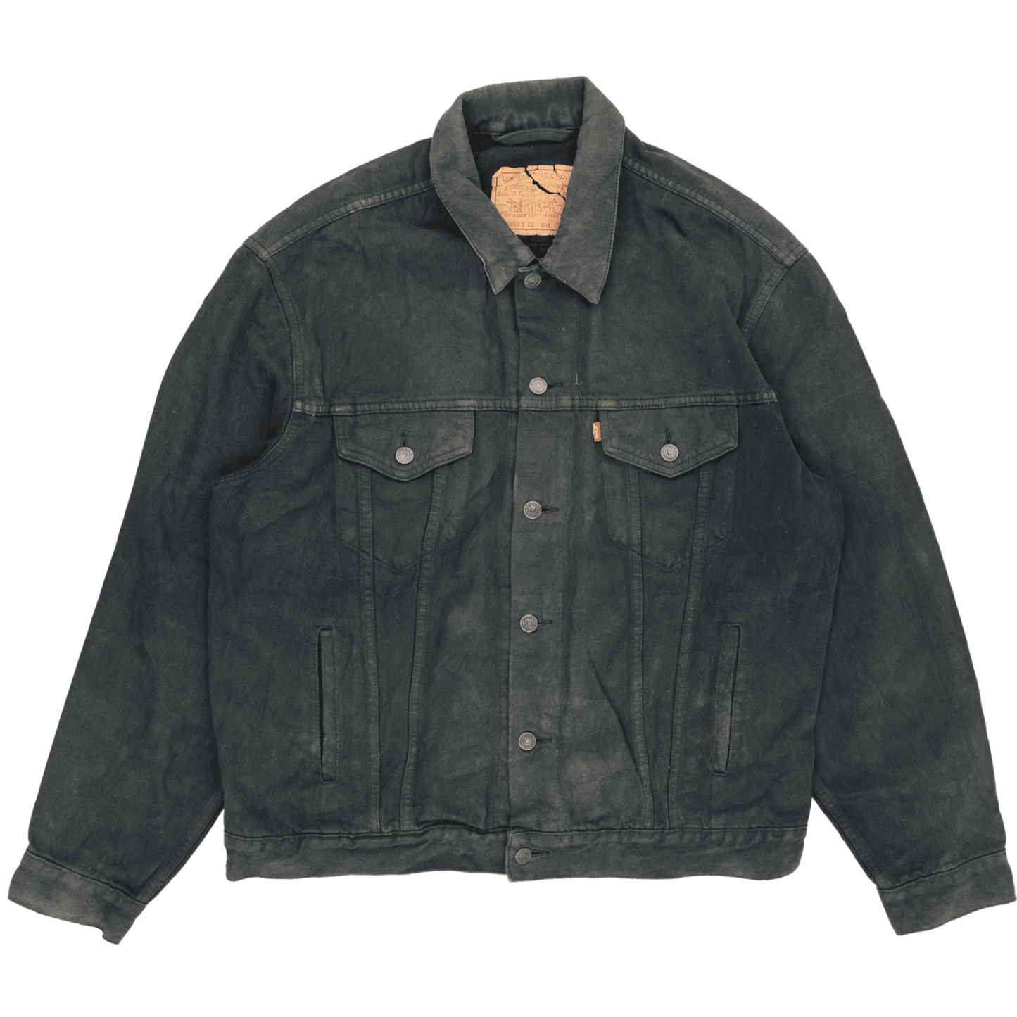 Levi's Vintage Black Denim Trucker Jacket XL Cotton Collared