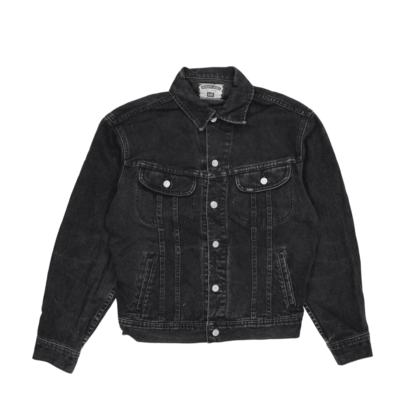 Lee Black Denim Jacket for Men Large 100 Percent Cotton Vintage Style Collared