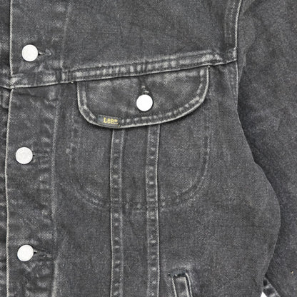 Lee Black Denim Jacket for Men Large 100 Percent Cotton Vintage Style Collared