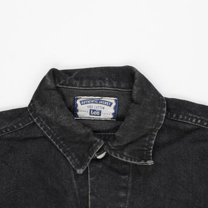 Lee Black Denim Jacket for Men Large 100 Percent Cotton Vintage Style Collared