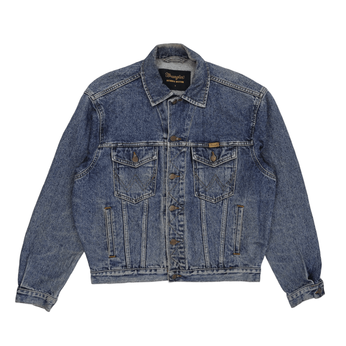 Wrangler Vintage Denim Jacket Faded Blue Small Cotton Denim Collared