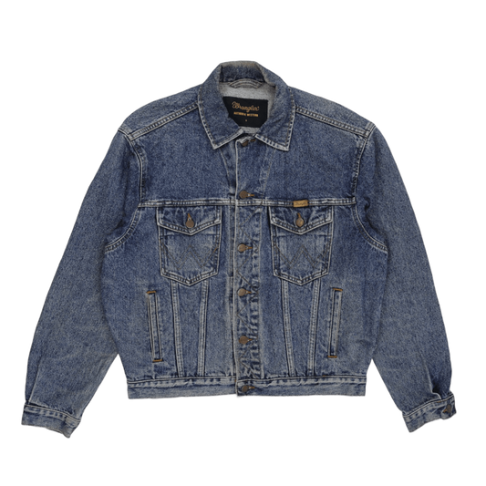 Wrangler Vintage Denim Jacket Faded Blue Small Cotton Denim Collared
