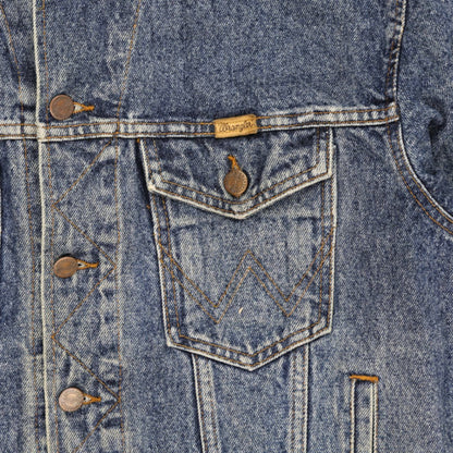 Wrangler Vintage Denim Jacket Faded Blue Small Cotton Denim Collared