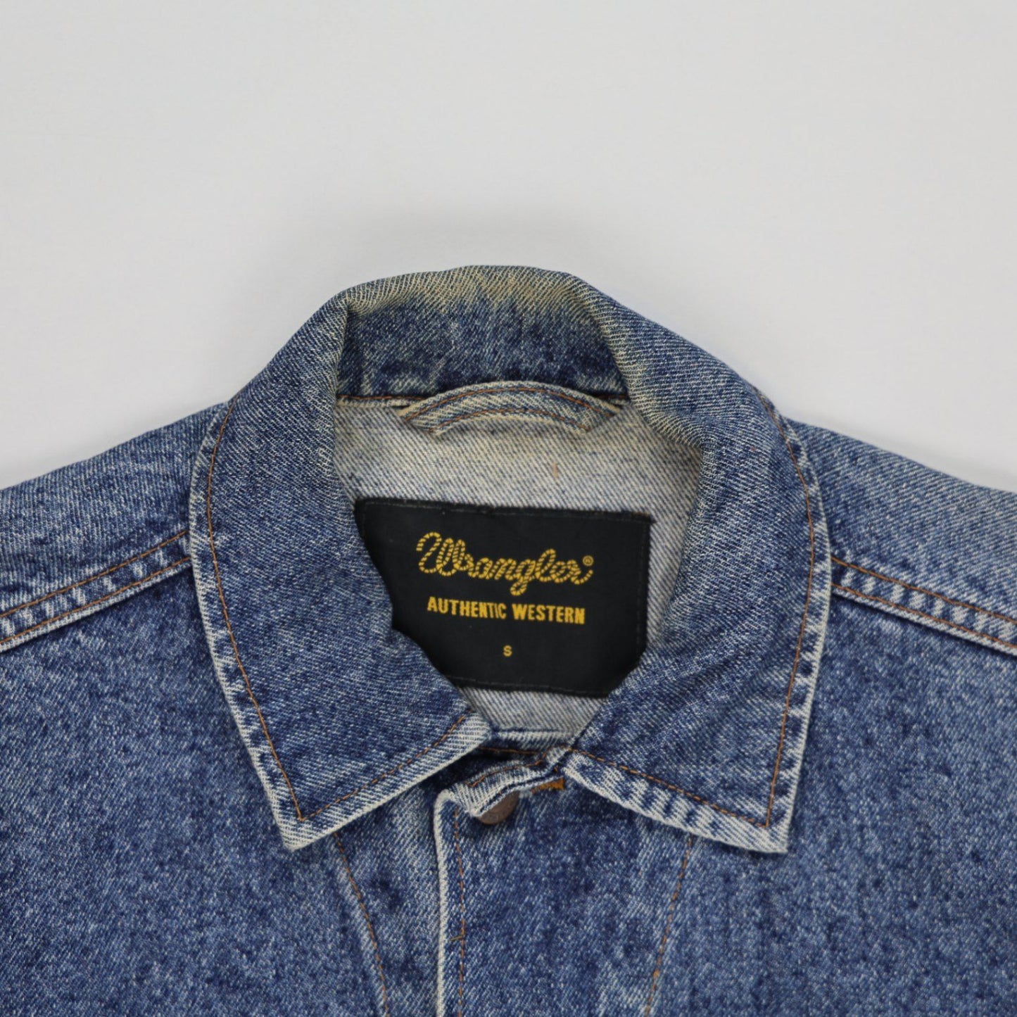 Wrangler Vintage Denim Jacket Faded Blue Small Cotton Denim Collared