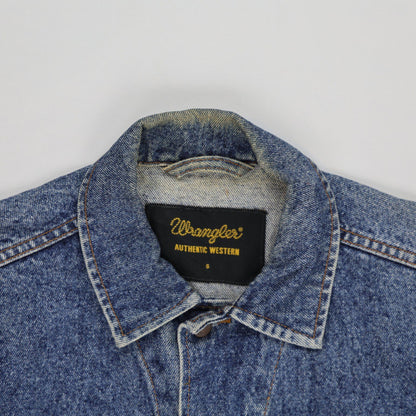 Wrangler Vintage Denim Jacket Faded Blue Small Cotton Denim Collared