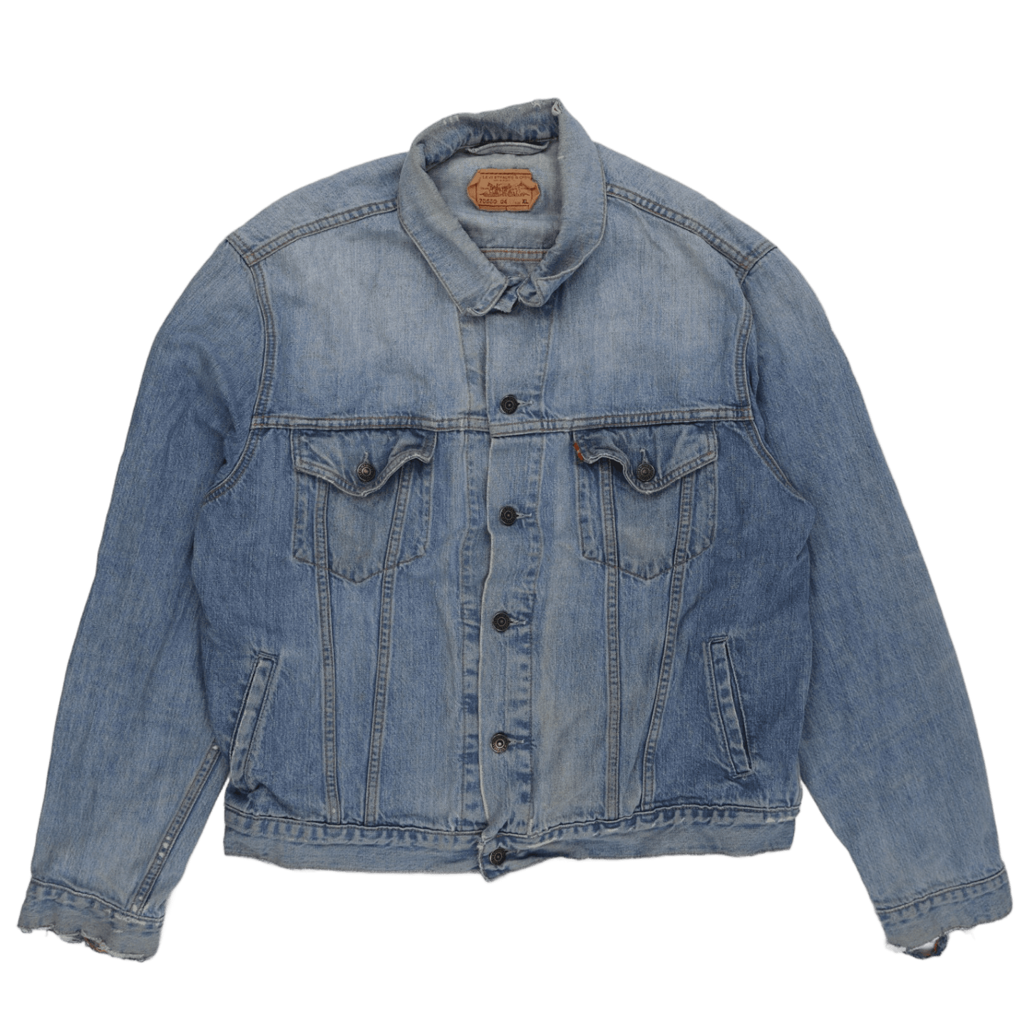 Levi's Vintage Denim Jacket Light Blue XL 100 Percent Cotton Collared