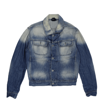 Diesel Vintage Blue Distressed Denim Trucker Jacket Size Large 100% Cotton