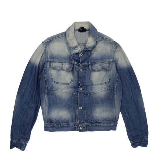 Diesel Vintage Blue Distressed Denim Trucker Jacket Size Large 100% Cotton