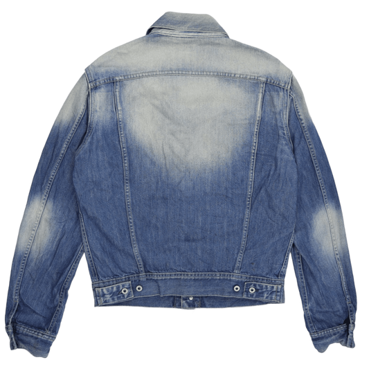 Diesel Vintage Blue Distressed Denim Trucker Jacket Size Large 100% Cotton